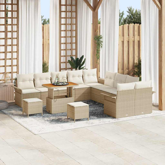 JUNG Vida Gartensofa-set mit Kissen 13 pcs Beige Poly-Rattan