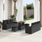 JUNG Vida Gartensofa-set mit Kissen 9 pcs Schwarz Poly-Rattan