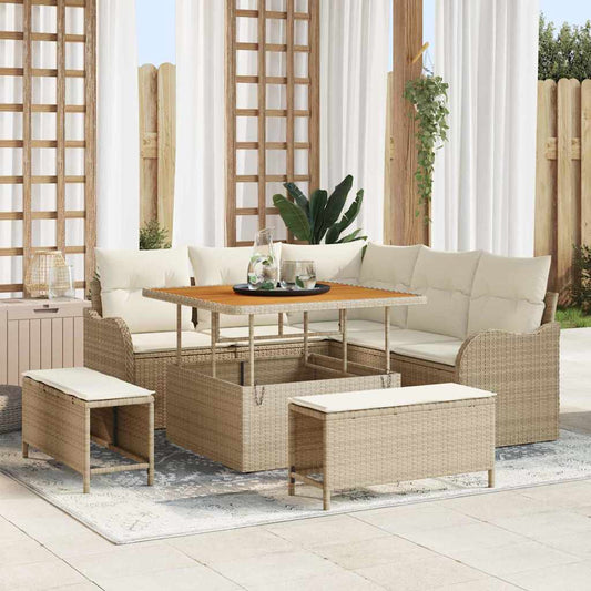JUNG Vida Gartensofa-set mit Kissen 8 pcs Beige Poly-Rattan