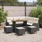 JUNG Vida Gartensofa-set mit Kissen 9 pcs Schwarz Poly-Rattan