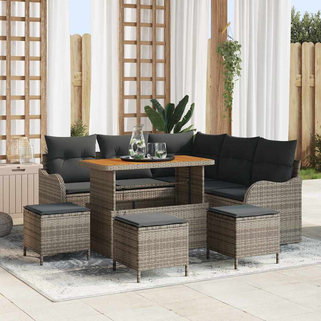JUNG Vida Gartensofa-set mit Kissen 9 pcs Grau Poly-Rattan