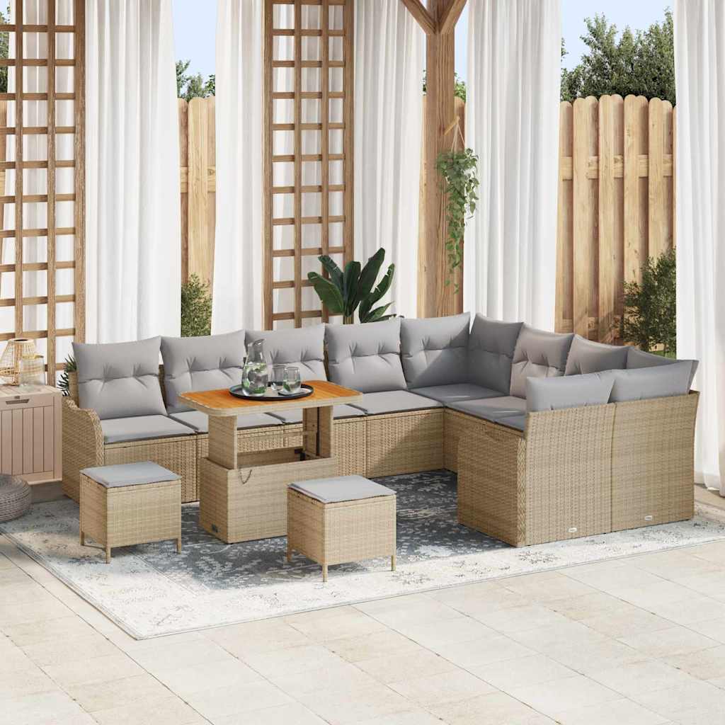 JUNG Vida Gartensofa-set mit Kissen 12 pcs Beige Poly-Rattan