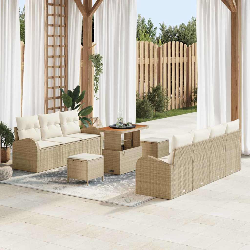 JUNG Vida Gartensofa-set mit Kissen 10 pcs Beige Poly-Rattan