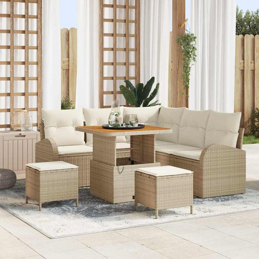 JUNG Vida Gartensofa-set mit Kissen 8 pcs Beige Poly-Rattan
