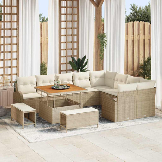 JUNG Vida Gartensofa-set mit Kissen 12 pcs Beige Poly-Rattan