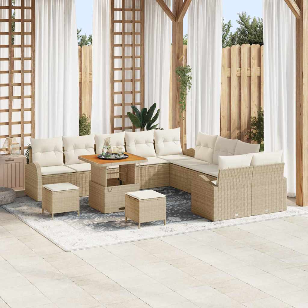 JUNG Vida Gartensofa-set mit Kissen 13 pcs Beige Poly-Rattan
