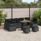 JUNG Vida Gartensofa-set mit Kissen 10 pcs Schwarz Poly-Rattan