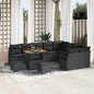 JUNG Vida Gartensofa-set mit Kissen 12 pcs Schwarz Poly-Rattan
