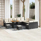 JUNG Vida Gartensofa-set mit Kissen 13 pcs Schwarz Poly-Rattan