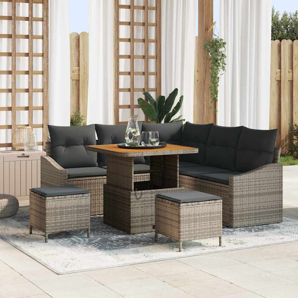 JUNG Vida Gartensofa-set mit Kissen 8 pcs Grau Poly-Rattan
