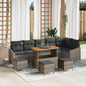 JUNG Vida Gartensofa-set mit Kissen 10 pcs Grau Poly-Rattan