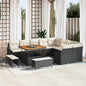 JUNG Vida Gartensofa-set mit Kissen 12 pcs Schwarz Poly-Rattan