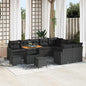 JUNG Vida Gartensofa-set mit Kissen 12 pcs Schwarz Poly-Rattan