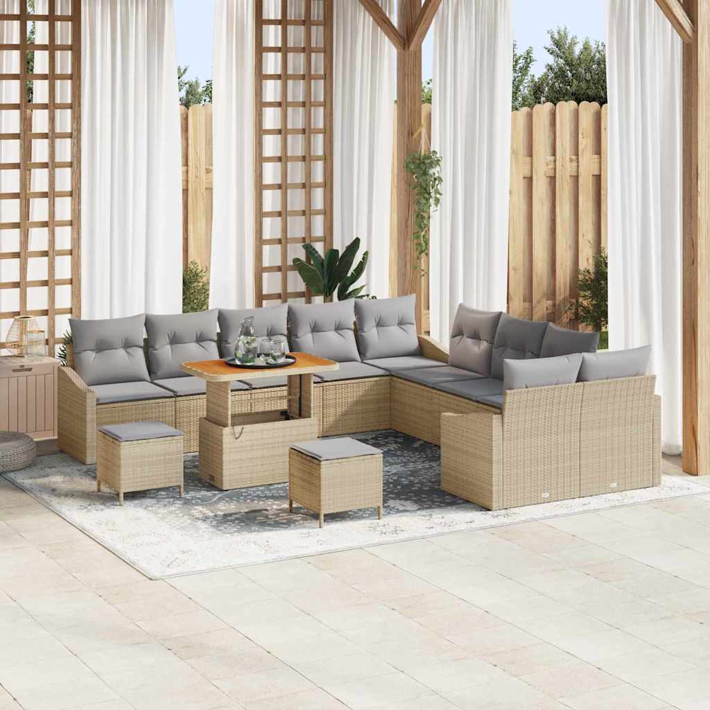 JUNG Vida Gartensofa-set mit Kissen 13 pcs Beige Poly-Rattan