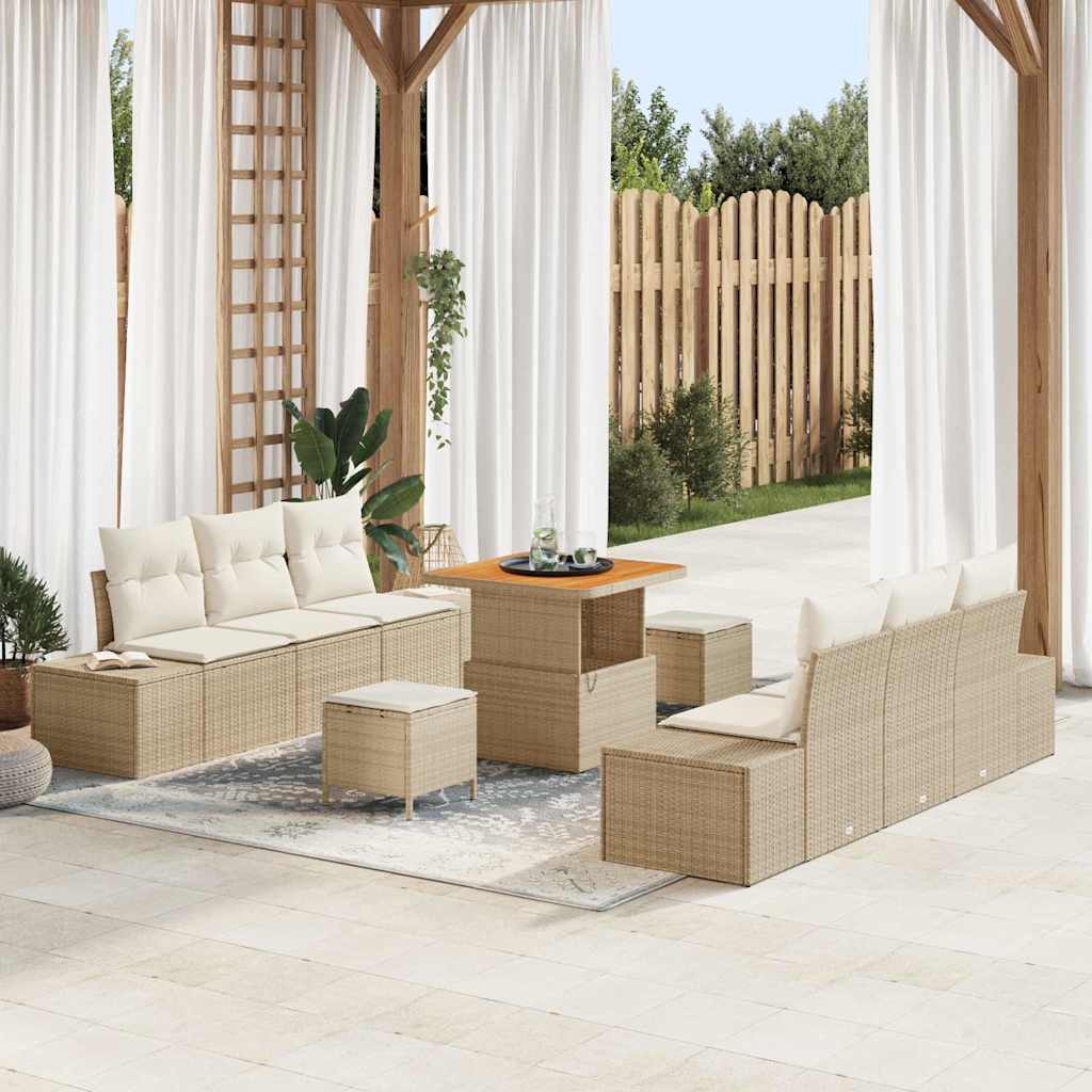 JUNG Vida Gartensofa-set mit Kissen 9 pcs Beige Poly-Rattan