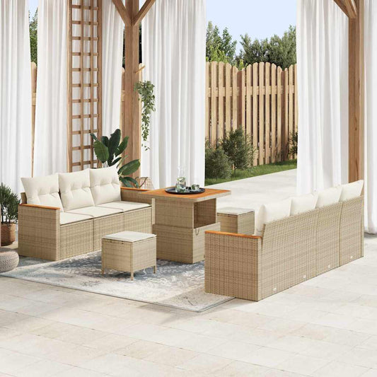 JUNG Vida Gartensofa-set 10 pcs Beige Poly-Rattan