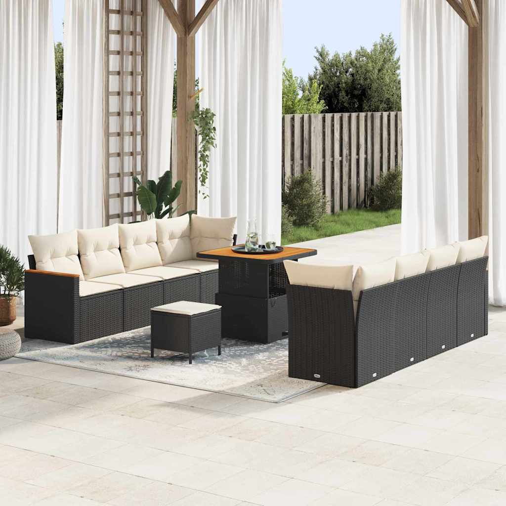 JUNG Vida Gartensofa-set 11 pcs Schwarz Poly-Rattan