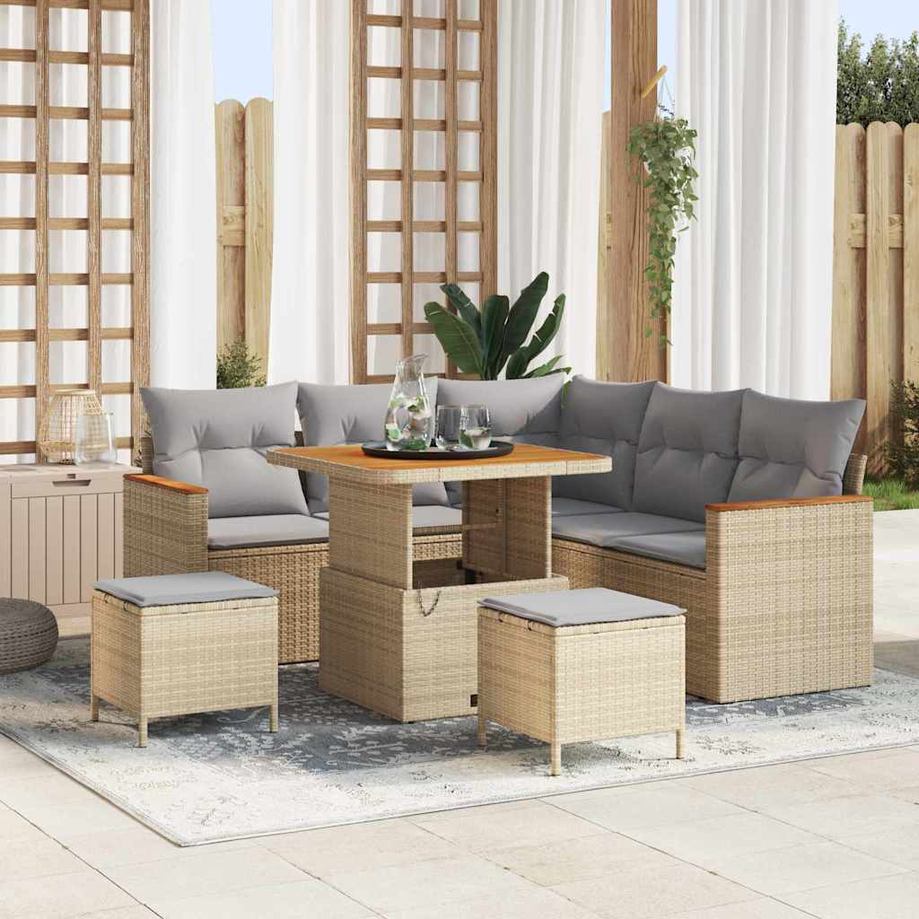 JUNG Vida Gartensofa-set 8 pcs Beige Poly-Rattan
