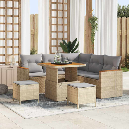 JUNG Vida Gartensofa-set 8 pcs Beige Poly-Rattan