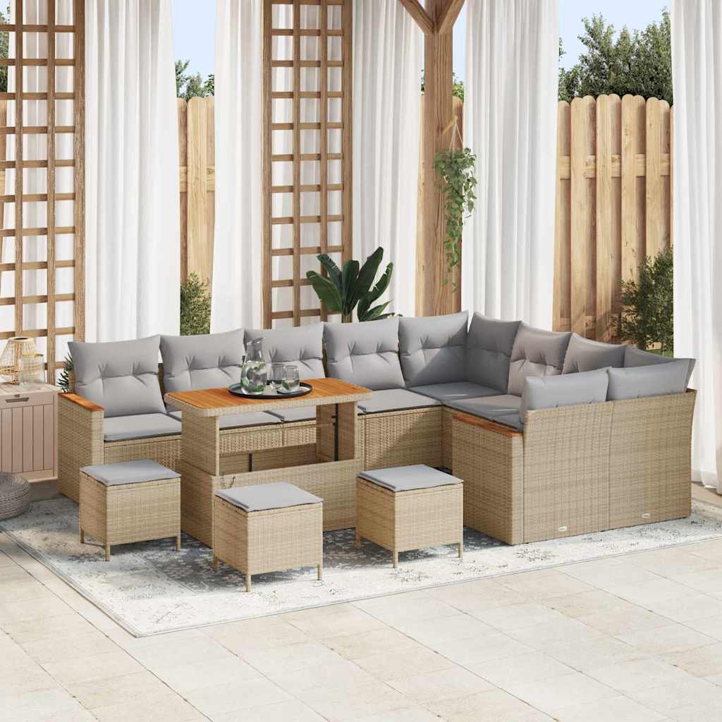 JUNG Vida Gartensofa-set 13 pcs Beige Poly-Rattan