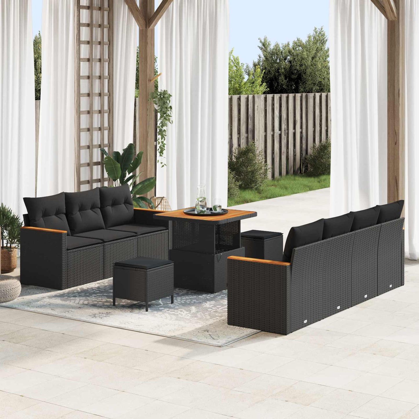 JUNG Vida Gartensofa-set 10 pcs Schwarz Poly-Rattan