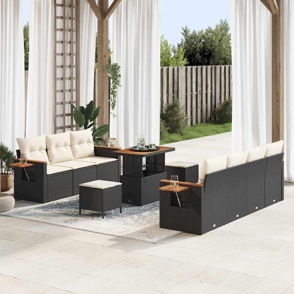 JUNG Vida Gartensofa-set 10 pcs Schwarz Poly-Rattan