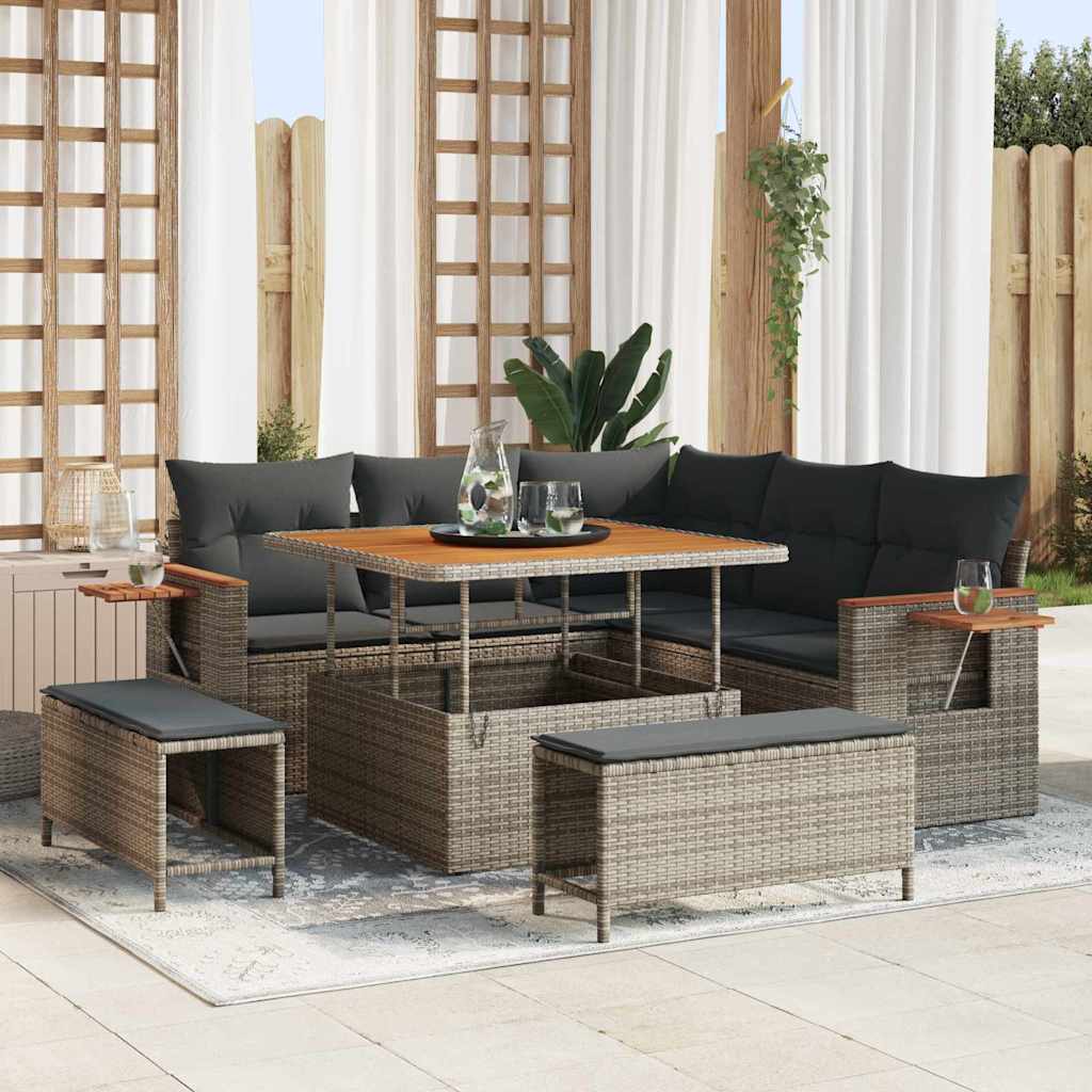 JUNG Vida Gartensofa-set 8 pcs Grau Poly-Rattan