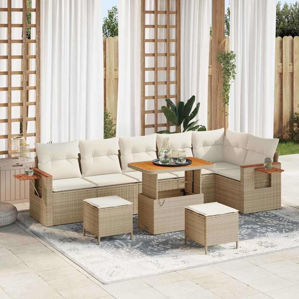 JUNG Vida Gartensofa-set 9 pcs Beige Poly-Rattan