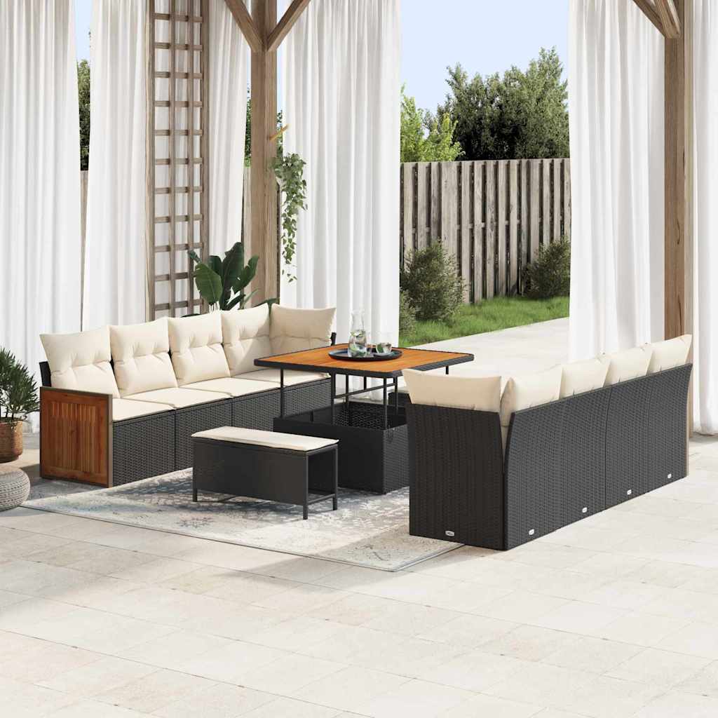 JUNG Vida Gartensofa-set mit Kissen 11 pcs Schwarz und Creme