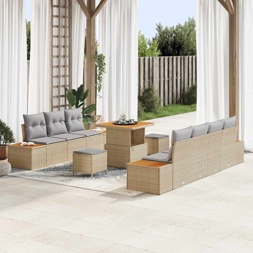 JUNG Vida Gartensofa-set mit Kissen 10 pcs Beige und Hellgrau