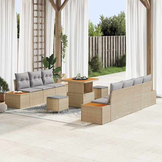 JUNG Vida Gartensofa-set mit Kissen 10 pcs Beige und Hellgrau