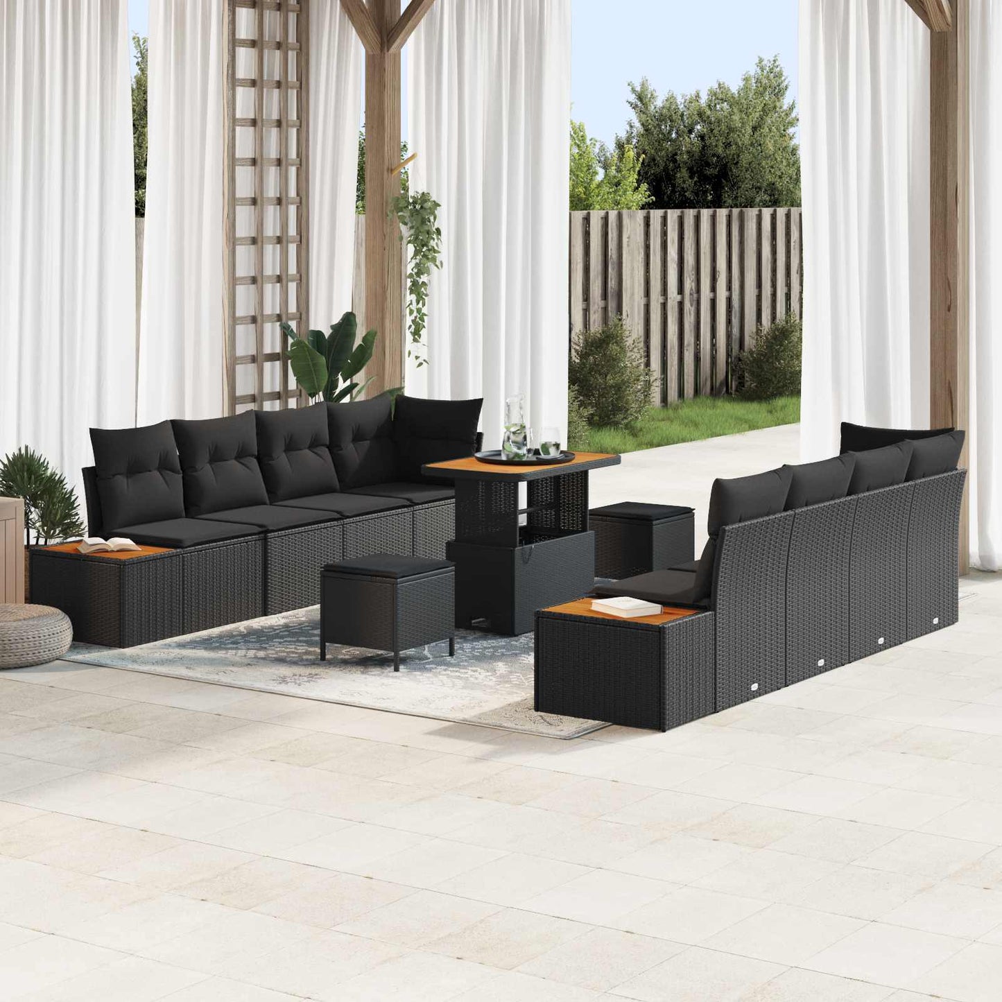 JUNG Vida Gartensofa-set mit Kissen 11 pcs Schwarz