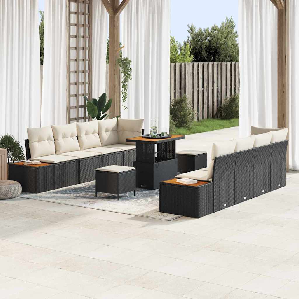 JUNG Vida Gartensofa-set mit Kissen 11 pcs Schwarz und Creme