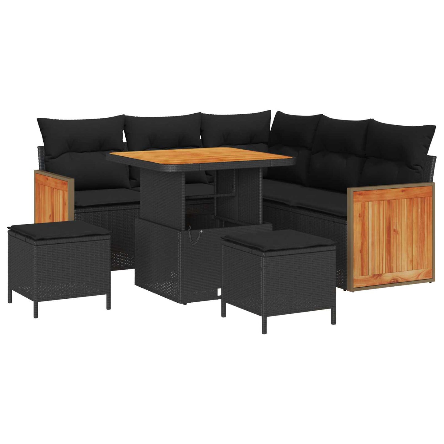JUNG Vida Gartensofa-set mit Kissen 8 pcs Schwarz