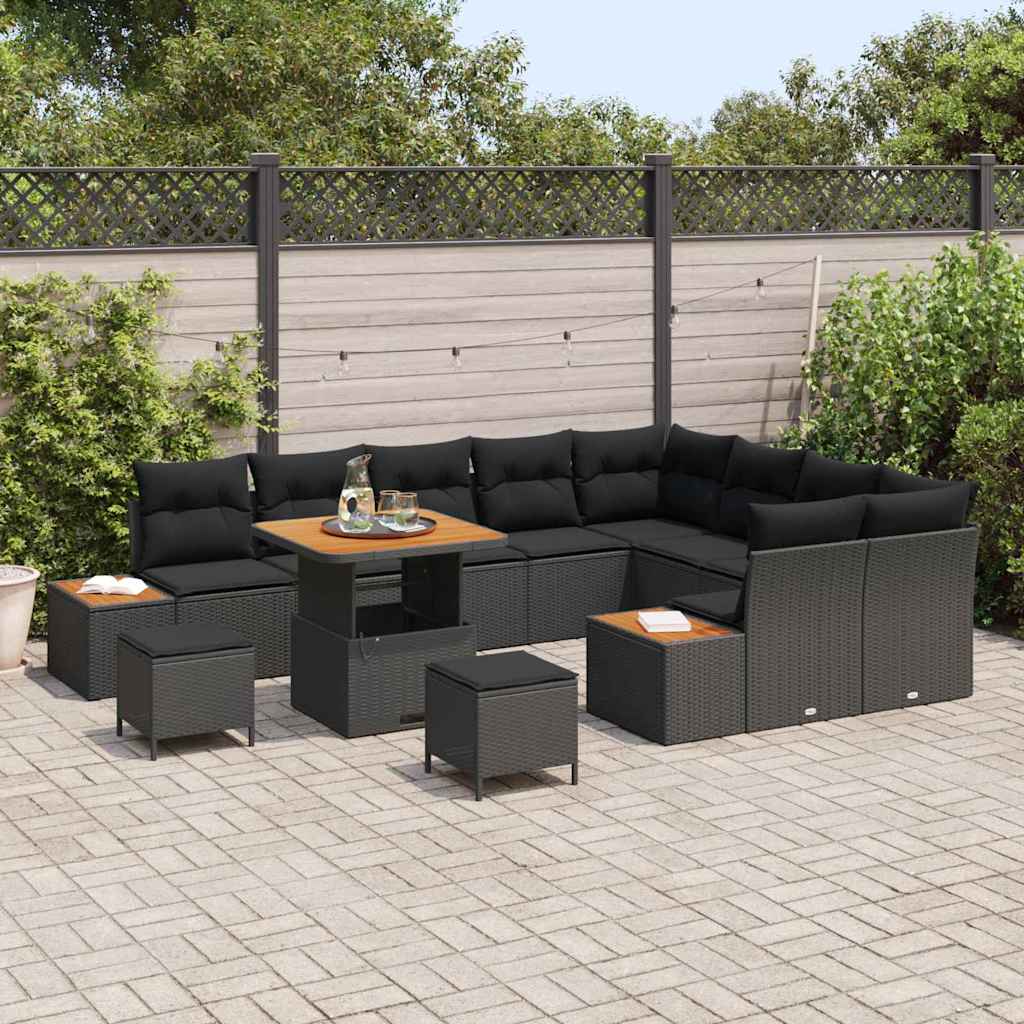 JUNG Vida Gartensofa-set mit Kissen 12 pcs Schwarz