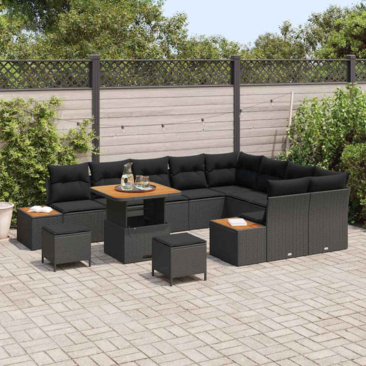 JUNG Vida Gartensofa-set mit Kissen 12 pcs Schwarz