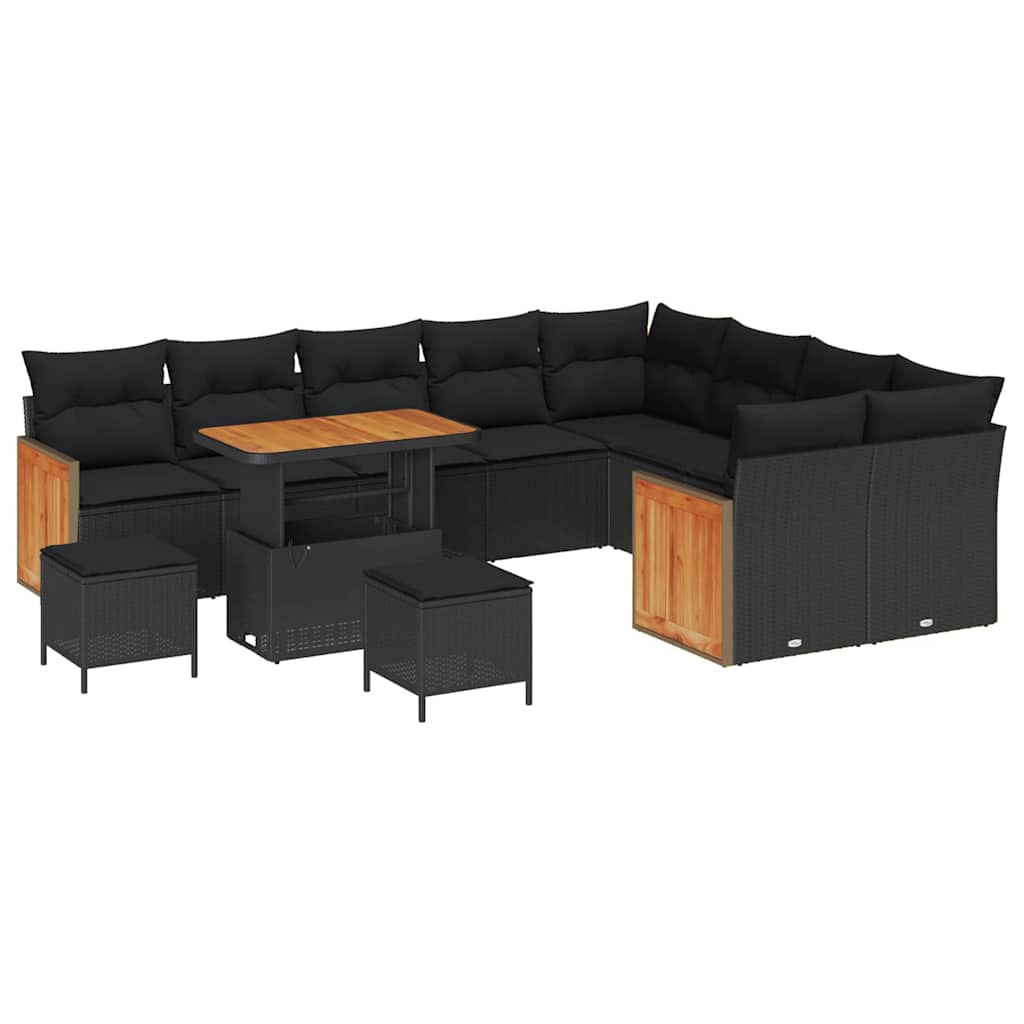 JUNG Vida Gartensofa-set mit Kissen 12 pcs Schwarz