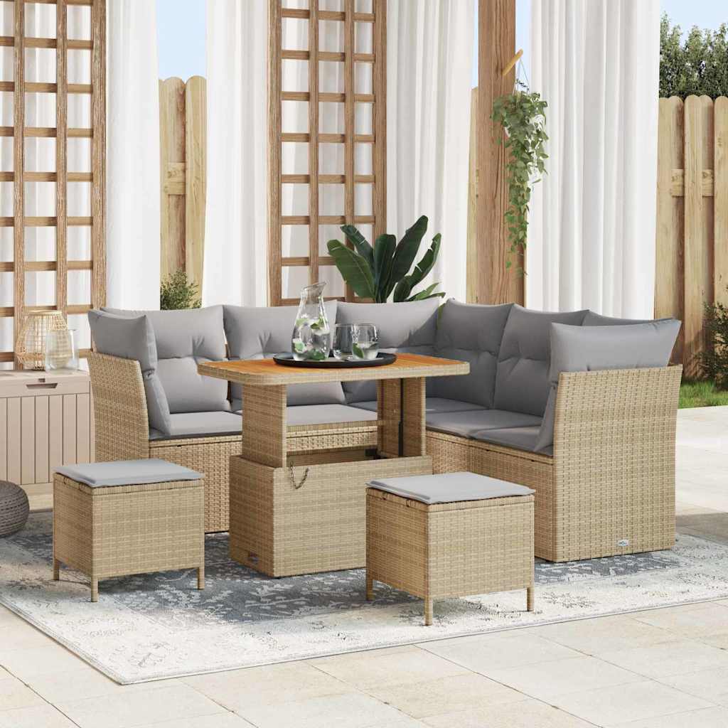 JUNG Vida Garten-Sofa-Set mit Kissen 8 pcs Beige und Hellgrau