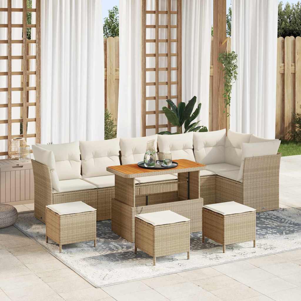 JUNG Vida Garten-Sofa-Set mit Kissen mit Speicher 10 pcs Beige und Creme