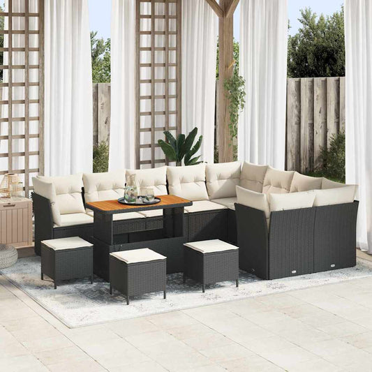 JUNG Vida Garten-Sofa-Set mit Kissen 13 pcs Schwarz und Creme