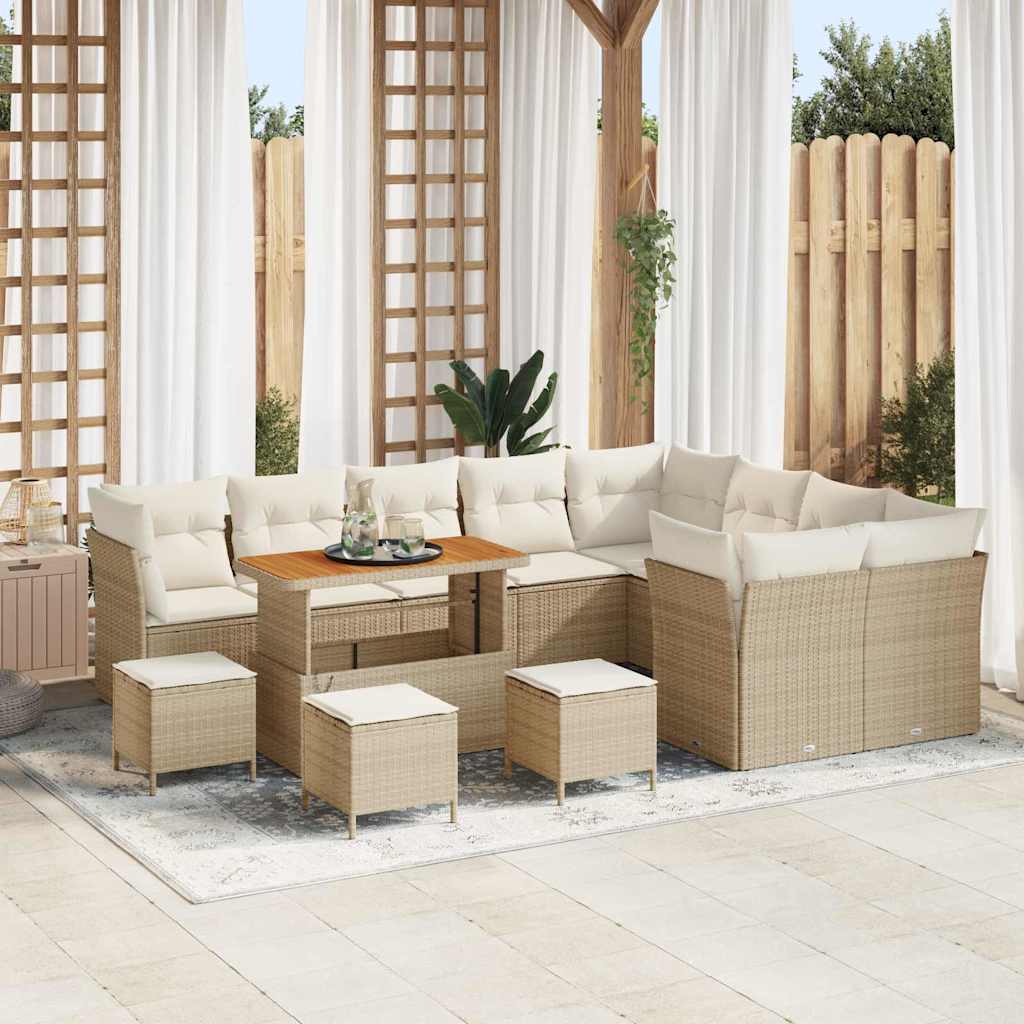 JUNG Vida Garten-Sofa-Set mit Kissen mit Speicher 13 pcs Beige und Creme