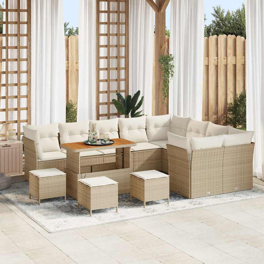 JUNG Vida Garten-Sofa-Set mit Kissen mit Speicher 13 pcs Beige und Creme