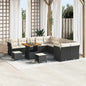 JUNG Vida Gartensofa-set mit Kissen 13 pcs Schwarz und Creme Poly-Rattan