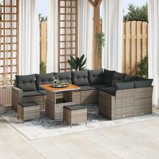 JUNG Vida Gartensofa-set mit Kissen 13 pcs Grau Poly-Rattan