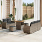 JUNG Vida Gartensofa-set mit Kissen mit Speicher 8 pcs Grau Poly-Rattan