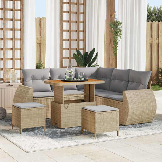 JUNG Vida Garten-Sofa-Set mit Kissen 8 pcs Beige und Hellgrau