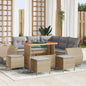 JUNG Vida Gartensofa-set mit Kissen 9 pcs Beige und Hellgrau Poly-Rattan