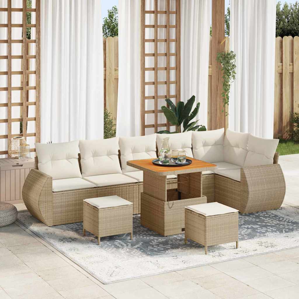 JUNG Vida Garten-Sofa-Set mit Kissen mit Speicher 9 pcs Beige und Creme