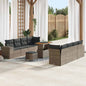 JUNG Vida Gartensofa-set mit Kissen mit Speicher 11 pcs Grau Poly-Rattan