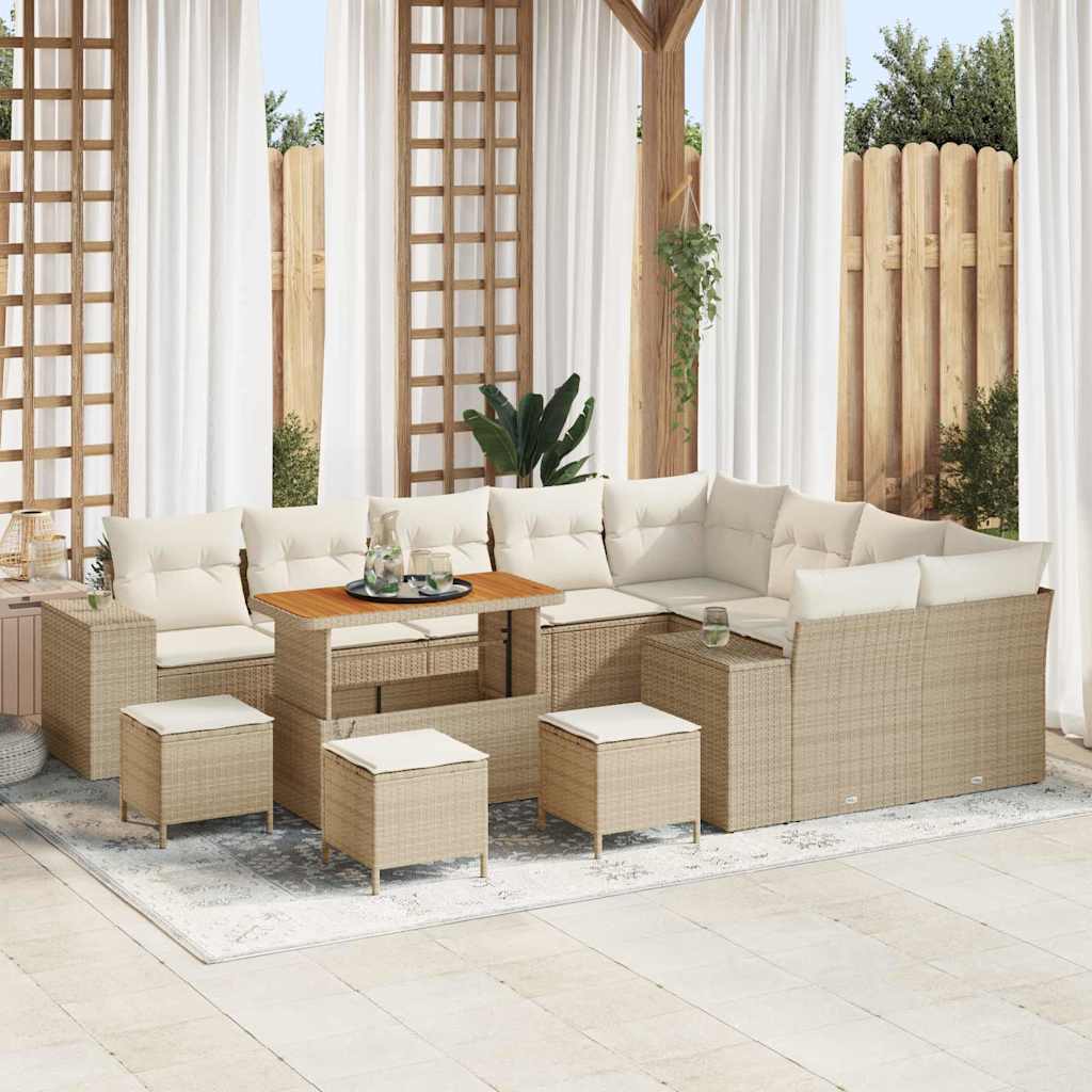 JUNG Vida Garten-Sofa-Set mit Kissen mit Speicher 13 pcs Beige und Creme